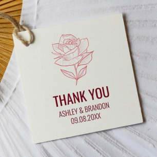 Burgunder Botanische Rose Hochzeit Danke Geschenkanhänger