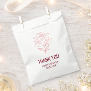 Burgunder Botanische Rose Hochzeit Danke Geschenktütchen