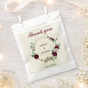 Burgunder Champagner Blume Hochzeit Geschenktütchen
