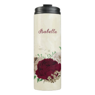 Burgunder Champagner Blumen Hochzeit Thermosbecher