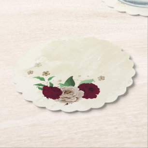Burgunder Champagner Blumen Hochzeit Untersetzer
