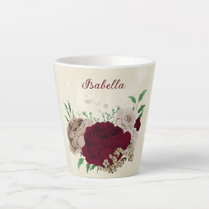 Burgunder Champagner Blumen  Milchtasse