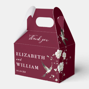 Burgunder-Chinoiserie-Blumen-Hochzeit Danke Geschenkschachtel