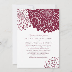 Burgunder-Chrysantheme Einfach Stylische Hochzeit Einladung