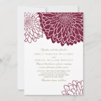 Burgunder-Chrysantheme Goldtext Einfache Hochzeit