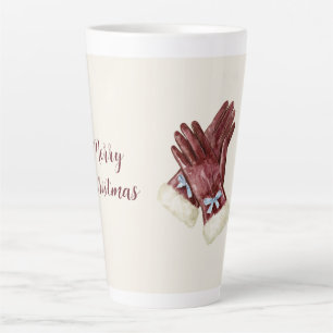 Burgunder Creme Fellh Handschuhe blaue Schleife We Milchtasse