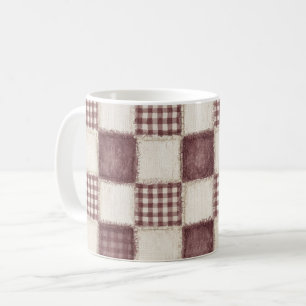 Burgunder-Creme-Karostreifen   Kaffeetasse