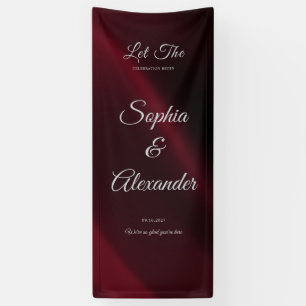 Burgunder Elegantes Stoff Hochzeits Willkommenssch Banner