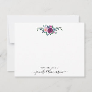 Burgunder erröten rosa BlumenAquarell-Girly Skript Mitteilungskarte