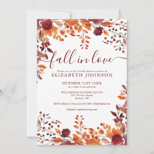 Burgunder Fall In Love QR Code Junggesellinnenabsc Einladung