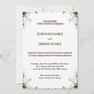 Burgunder Floral Eleganz Hochzeitseinladung Einladung
