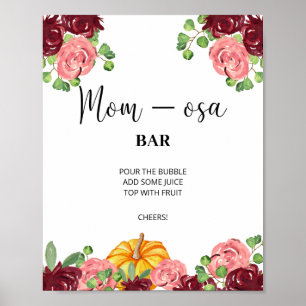 Burgunder Floral Kürbis Mon-osa Bar Poster