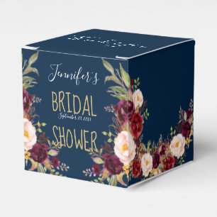 Burgunder Floral Navyblau Rustikale Brautparty Geschenkschachtel