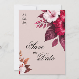 Burgunder Florale Hochzeitseinladung Save The Date