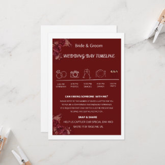 Burgunder Florales Hochzeitstermin-Einleger Einladung