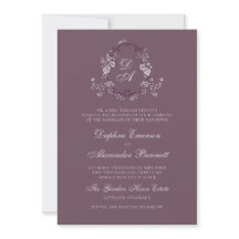 Burgunder Florales Monogramm-Wappen Hochzeit