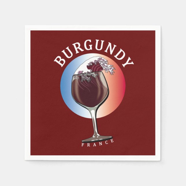 Burgunder Französischer Wein Serviette (Vorderseite)