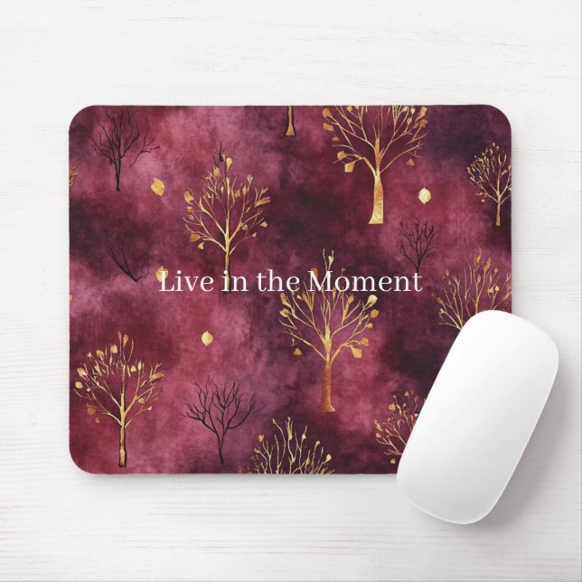 Burgunder Gold Bäume Mousepad (Mit Mouse)