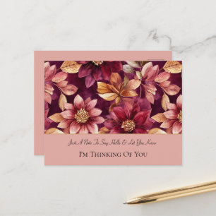 Burgunder Gold Blumen Blätter In Gedanken an Dich Postkarte