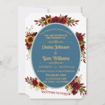 Burgunder-Gold-Blumen-Hochzeitseinladung