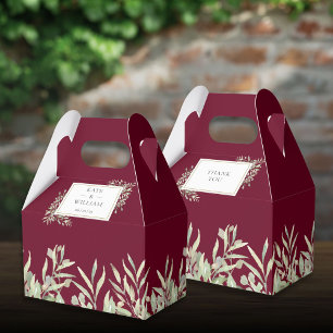 Burgunder Gold Grüne Foliage Hochzeit Geschenkschachtel
