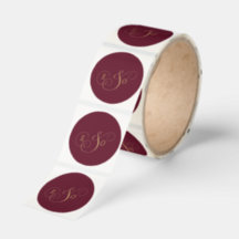 Burgunder-Gold-Monogramm-Hochzeit