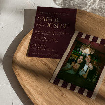 Burgunder Gold Old Money Streifen Foto Hochzeit