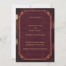 Burgunder-Gold-Schottische-Save-the-Date-Karte | R