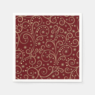 Burgunder Gold Scroll Papier Servietten, Luxuspart Serviette