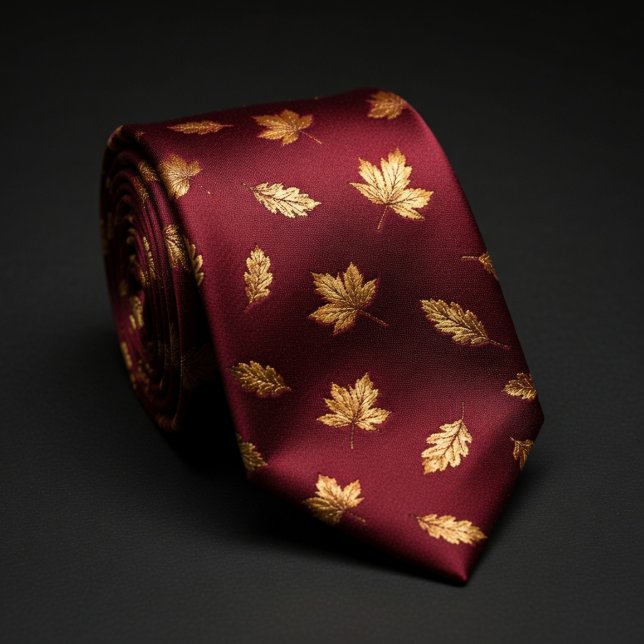 Burgunder Goldblatt Eleganz Krawatte (Von Creator hochgeladen)