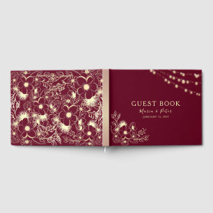 Burgunder-Goldene Hochzeitsgästebuch Gästebuch