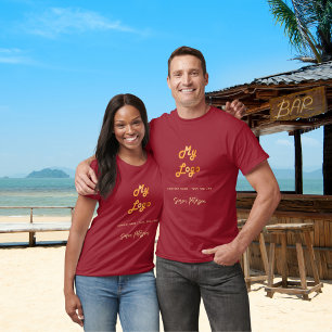 Burgunder goldenes Geschäftslogo Namensunterschrif T-Shirt