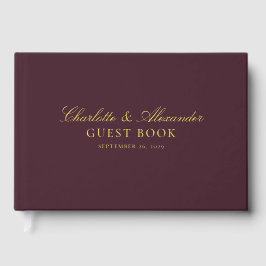 Burgunder Goldfolie Hochzeitstorbuch Gästebuch