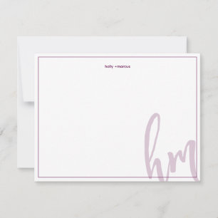 Burgunder Große Monogramm-Paar-Initialen Hochzeit Mitteilungskarte