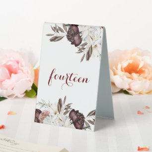 Burgunder Herbst-Blumen Elegante Hochzeit Tischaufsteller