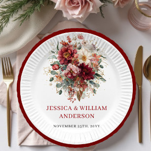 Burgunder Herbst Marsala Hochzeitspapierteller Des Pappteller