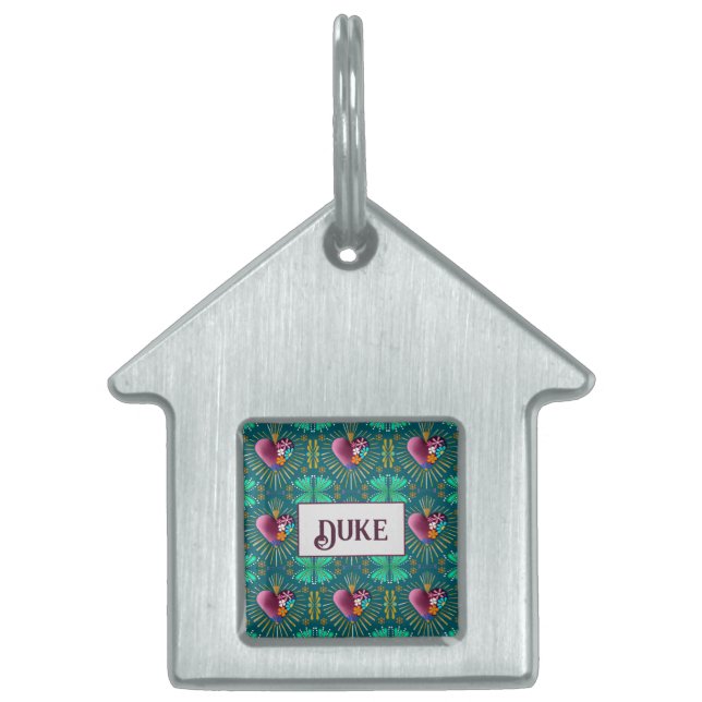 Burgunder Herz mit Blume und goldenen Rochen Tiermarke (Vorderseite)