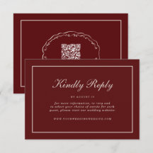 Burgunder Hochzeit im Herbst Online-Rückantwort Be