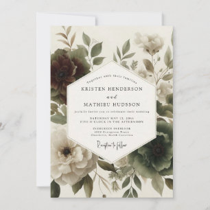 Burgunder Hochzeit mit Moody Botanical Einladung