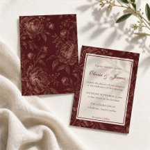 Burgunder Hochzeitseinladung mit Blumenmotiv