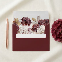 Burgunder-Hortensien-Herbst-Hochzeitsumschlag