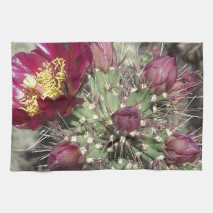 Burgunder-Kaktus-Blumen Küchentuch