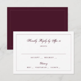 Burgunder Klassische Kalligrafie Hochzeit RSVP Karte