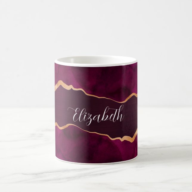 Burgunder lila Goldgräbermarmorname Kaffeetasse (Mittel)