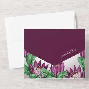 Burgunder Lila King Protea Aquarell All In One Einladung