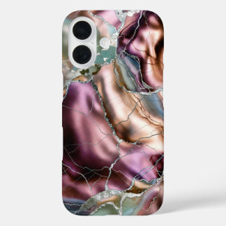 Burgunder Marmor-Handyhülle Gold Abstrakt Luxus iPhone 16 Hülle