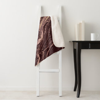 Burgunder Marmorstein Elegant Luxuriös Einfach Mod Sherpadecke