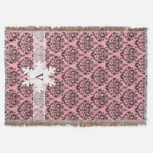 Burgunder Mattierter Orchid Damast mit Schneeflock Decke