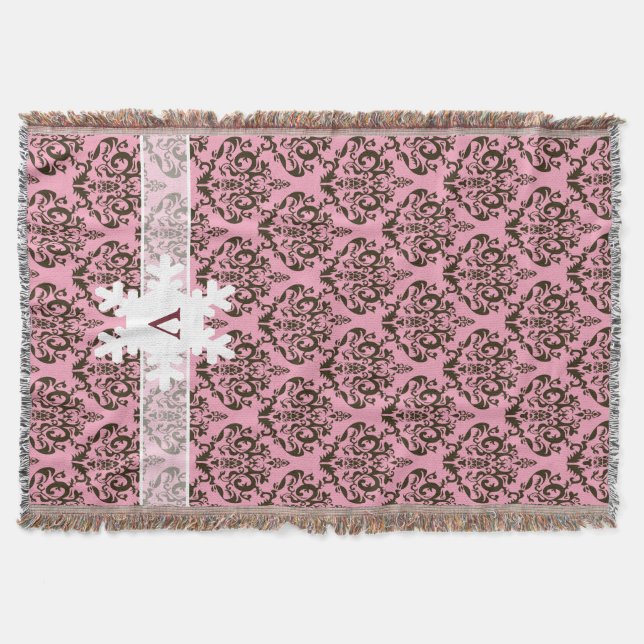 Burgunder Mattierter Orchid Damast mit Schneeflock Decke (Vorderseite)