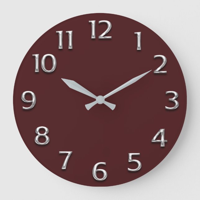 Burgunder-Metallsilbernes Grau graues arabisches Große Wanduhr (Vorderseite)